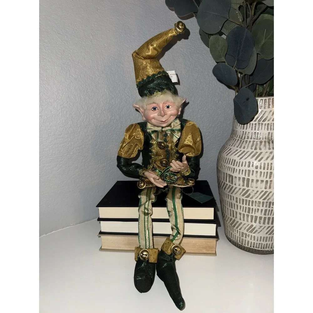 Robert Stanley Posable Elf Pixie Green Gold Bendable Legs Arms Jingle Bells READ - Picture 2 of 16